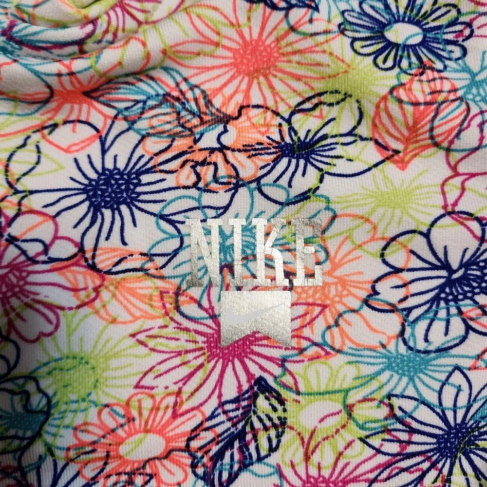 Nike Girls Full Zip Hoodie Sweatshirt L Neon Floral Print